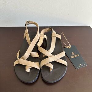 OluKai Women's Upena Strappy Sandals Golden Sand Size 5